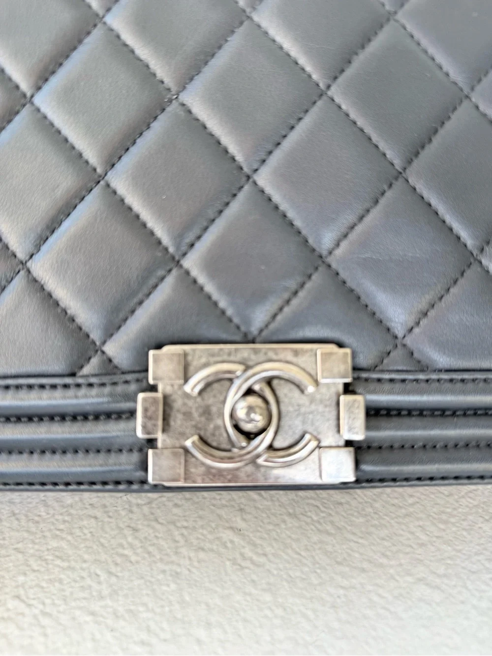 CHANEL Boy Black Quilted Leather - Ruthenium Hardware - Authenic
